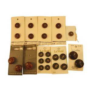 Vintage Lot of 24 Shank 2 & 4 Hole & Basket Weave Brown Buttons